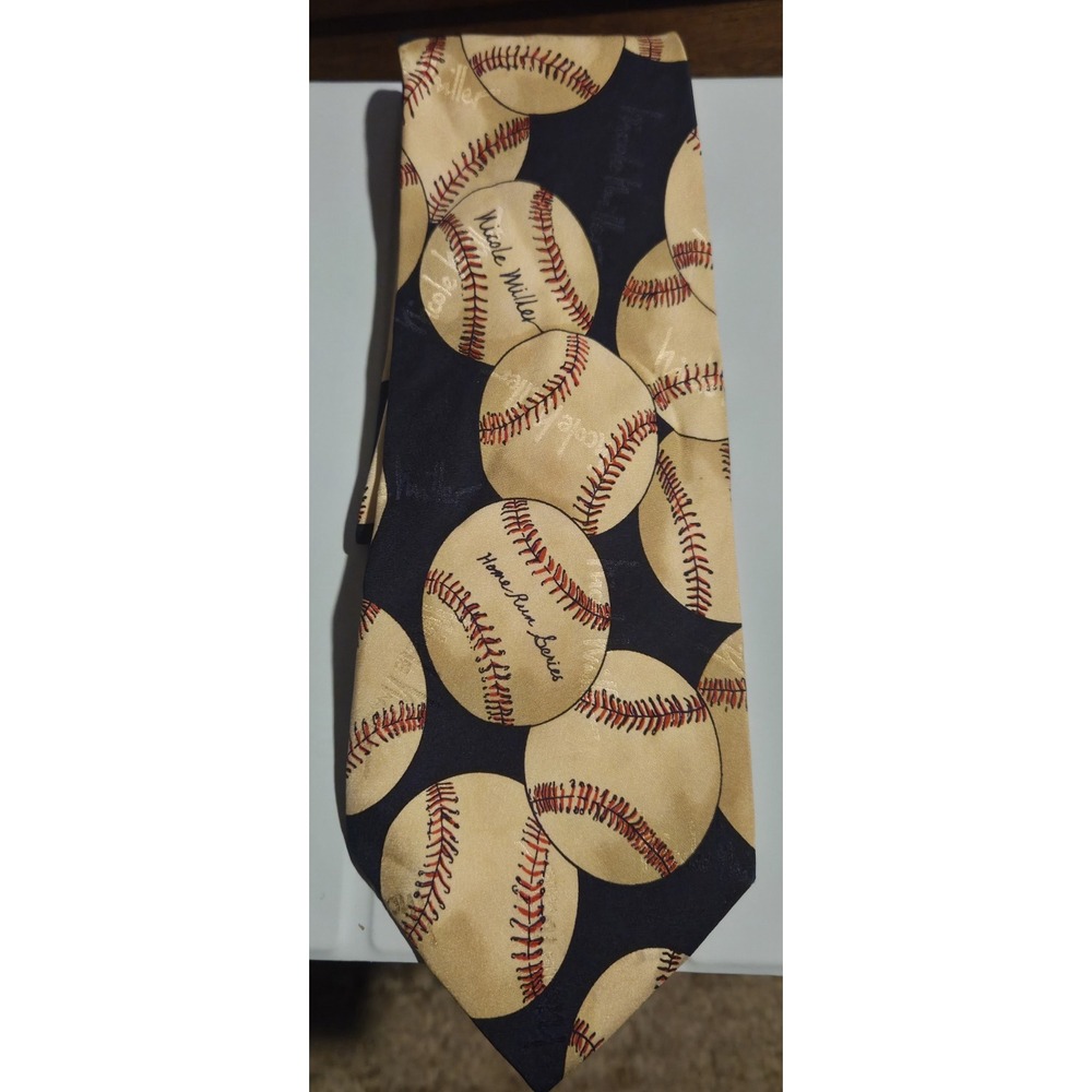 Nicole Miller Necktie Homerun Series Vintage 1994 100% Silk Hand‎ Sewn